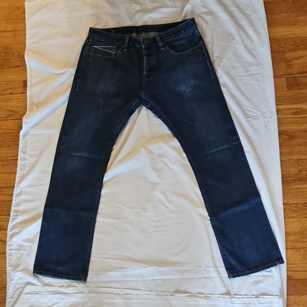 Men's Dark Blue Slim Straight Jeans